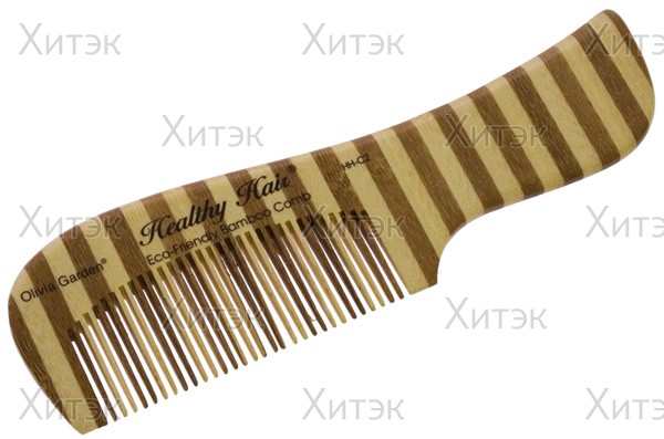 Olivia Garden Гребень для волос бамбуковый с ручкой, изогнутый