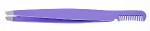 Пинцет скошенный с расческой, фиолетовый PT-862(3) FL