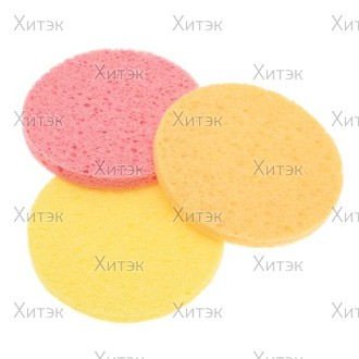 Губка для снятия макияжа круглая цветная, 3 шт/уп