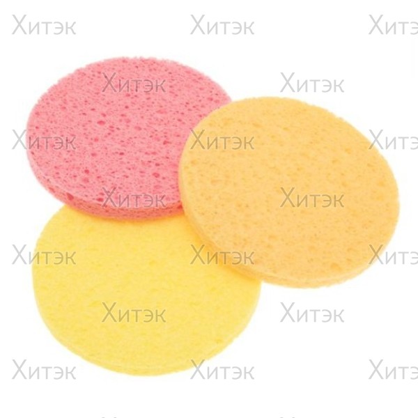 Губка для снятия макияжа круглая цветная, 3 шт/уп